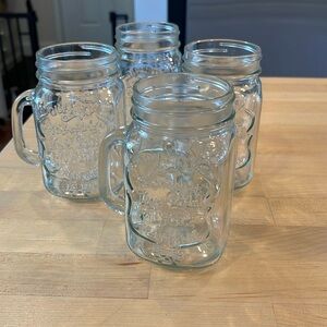 Mason Jar Glasses with Handles Set of Four